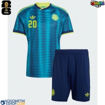 Otroški Nogometni dresi Kolumbija Juan Fernando Quintero #20 Gostujoči SP 2026 Kratek Rokav (+ Kratke hlače)